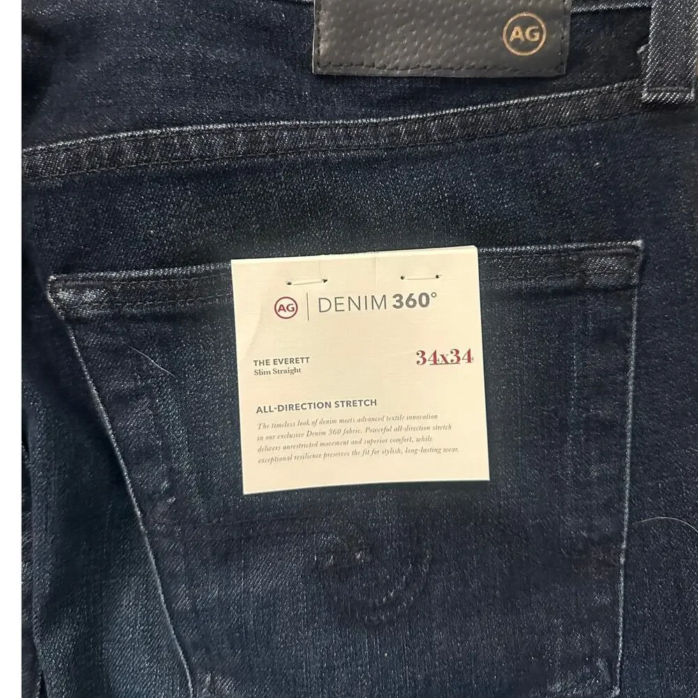AG Everett Slim Straight Jeans Men's 34x34 Dark Wash Indigo NWT